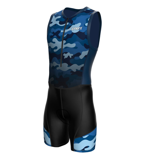 Blue camouflage tri suit